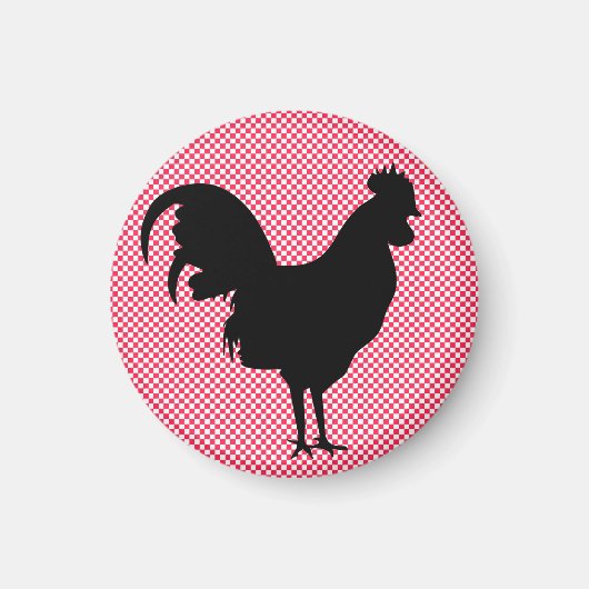 Gingham Rooster Magnet Magneet (Voorkant)