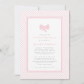 Gingham roze boog virtueel baby shower kaart (Voorkant)