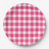 Gingham roze design papieren bordje (Voorkant)