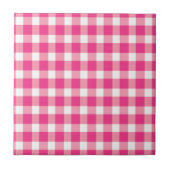 Gingham roze design tegeltje (Voorkant)