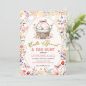 Gingham Roze Wilde Bloem Paas Eieren Jacht en Brun Kaart (Staand voorkant)