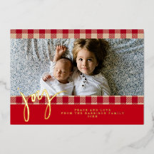 Gingham Rustic Boerderij Rood Beige Kerst Foto