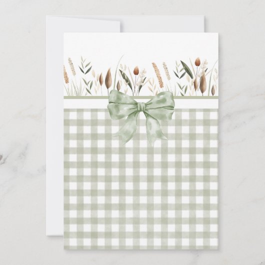 Gingham Sage Green Mallard Duck Baby shower Kaart (Achterkant)