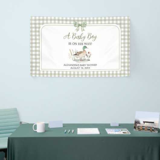 Gingham Sage Green Mallard Duck Baby shower Spandoek (Beurs)