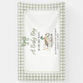 Gingham Sage Green Mallard Duck Baby shower Spandoek (Verticaal)