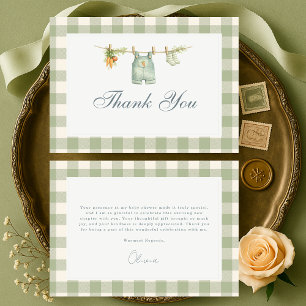 Gingham Salie Groen Lokale Groei Baby Shower Bedankkaart