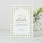 Gingham Saliegroen Geslacht Neutrale Baby Shower Kaart (Staand voorkant)