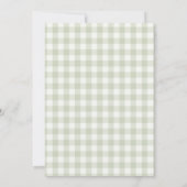 Gingham Saliegroen Geslacht Neutrale Baby Shower Kaart (Achterkant)