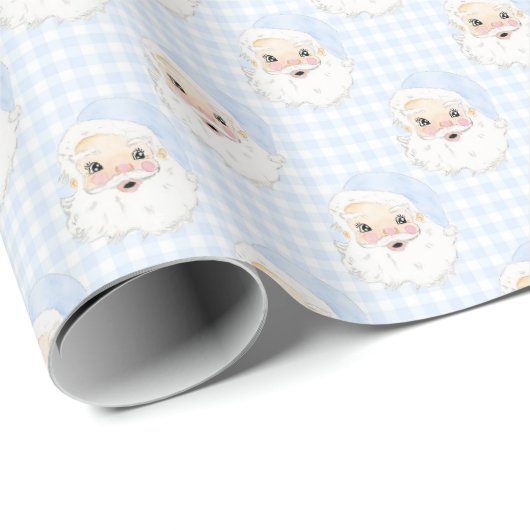Gingham  Santa Christmas Wrapping Paper Cadeaupapier (Rol Hoek)