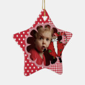 Gingham Santa Custom Foto Ornament (Rechts)
