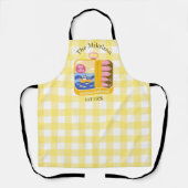 Gingham Sardines Aangepaste Familienaam Schort (Voorkant)