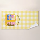 Gingham Sardines Custom Family Name (Serviette de bain)