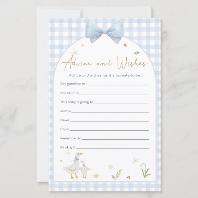 Gingham Silly Goose Shower Advice and Wishes Game (Voorkant)