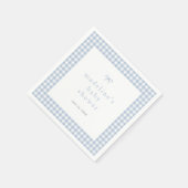 Gingham Simple Bow Dusty Blue Boys Baby shower Servet (Hoek)
