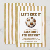 Gingham Soccer Football Birthday Invitation (Devant / Derrière)