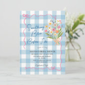 Gingham Something Blue Before I Do Bridal Shower Kaart (Staand voorkant)