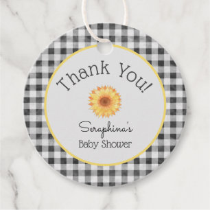 Gingham Sunflower Picnic Baby shower Bedankt Bedankjes Labels