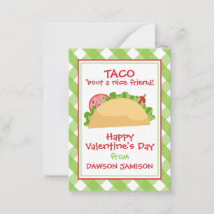 Gingham Taco Valentijnse klaslokaalkaarten Notitiekaartje