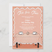 Gingham Tea Party Tea voor twee 2e verjaardag Kaart (Voorkant)