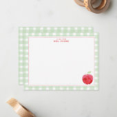 Gingham Teacher Apple Gift Notitiekaartje (Voorkant / Achterkant in situ)