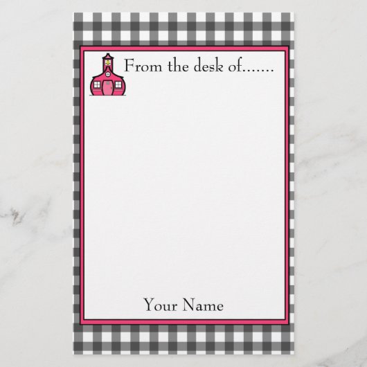 Gingham Teacher Stationery Briefpapier (Voorkant)