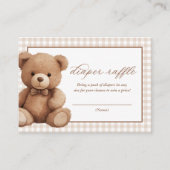 Gingham Teddy Bear Baby shower Luier Raffle Informatiekaartje (Voorkant)