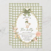 Gingham Two Silly Goose 2nd Birthday Invitation (Devant / Derrière)