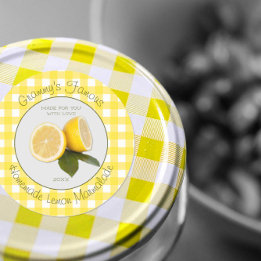 Gingham Uw beroemde aangepaste Lemon Marmalade-eti Ronde Sticker