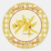Gingham Vanilla Scented Handmade Candle Label (Voorkant)