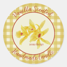 Gingham Vanilla Scented Handmade Candle Label