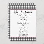 Gingham verjaardagsuitnodiging kaart (Voorkant / Achterkant)