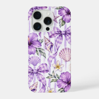 Gingham Violet Coquette Nœud Hibiscus & Coquillage