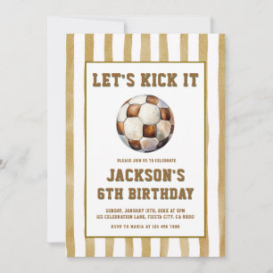 Gingham voetbal voetbal verjaardagsuitnodiging kaart