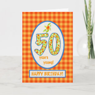 Gingham voor marigolds en Check: 50th Birthday Kaa Kaart
