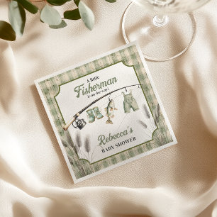 Gingham waslijn visvangst baby shower decoratie servet