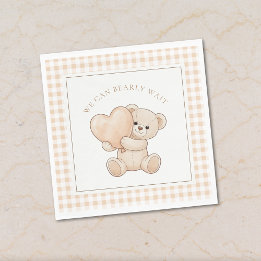 Gingham We Can Bearly Wait Baby Shower Napkins Servet