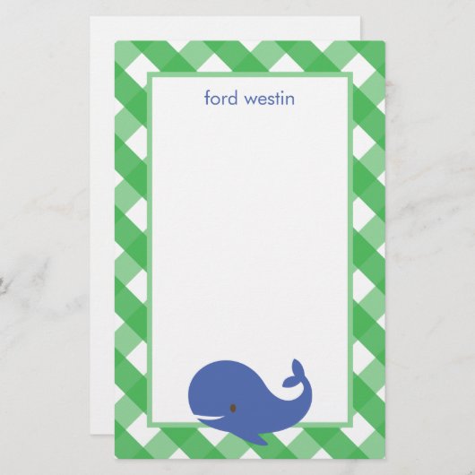 Gingham Whale - Aangepaste schrijfbenodigdheden (Voorkant / Achterkant)