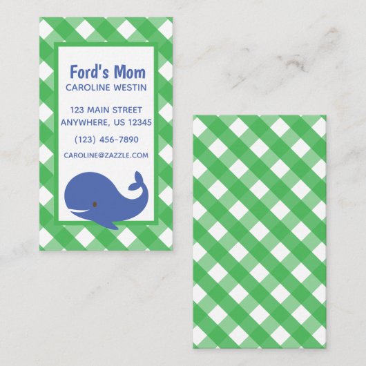 Gingham Whale Business of Contact Kaarten Visitekaartje (Voorkant / Achterkant)