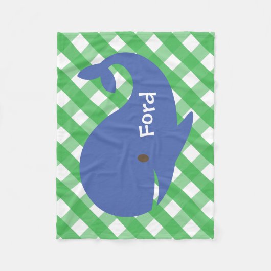 Gingham Whale Personalized Fleece Blanket (Voorkant)