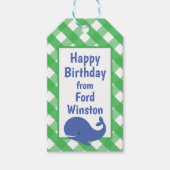 Gingham Whale Personalized Gift Label Cadeaulabel (Voorkant)