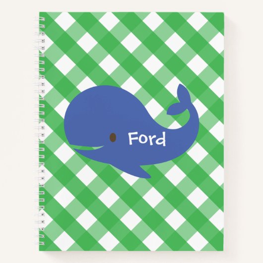 Gingham Whale Personalized Spiral Notitieboek (Voorkant)