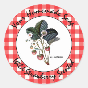 Gingham Wild Strawberry Handmade Soap Label