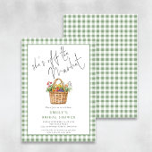 Gingham Ze is van het Market Script-Vrijgezellenfe Kaart