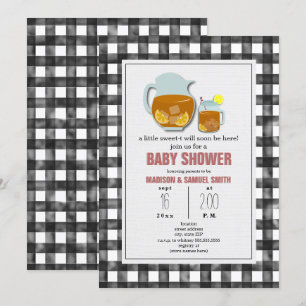 Gingham Zoete Thee Citroenen Neutrale Baby Shower Kaart