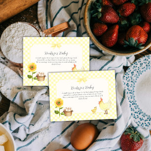 Gingham Zonnebloem Kuiken Boeken Voor Baby Shower Informatiekaartje
