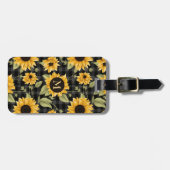 Gingham zonnebloemen patroon bagagelabel (Voorkant horizontaal)