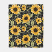 Gingham zonnebloemen patroon fleece deken (Voorkant)