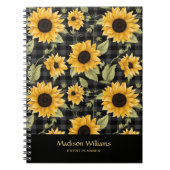 Gingham zonnebloemen patroon notitieboek (Voorkant)
