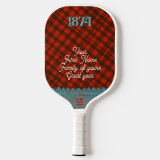 Gingham zwart en rood pickleball paddle