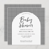 Gingham Zwart Wit Geruit Plaid Baby Shower Kaart (Voorkant / Achterkant)
